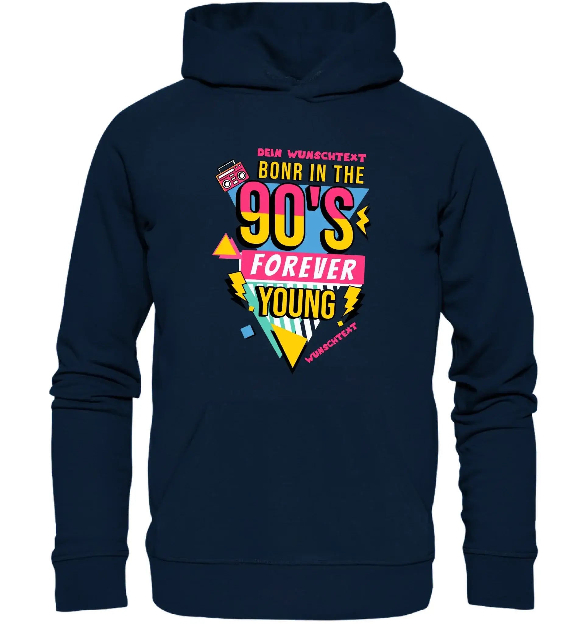 Born in the 90s • mehrere Artikel • ’Statement-Collection’ • Wunschtext • Mein Motiv • Retro - Unisex Hoodie • Bio