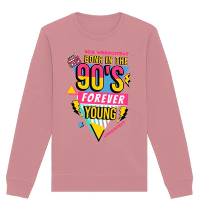 Rosa langärmliger sweatshirt mit buntem 90er jahre grafikdesign aus der statement-collection born in 90s