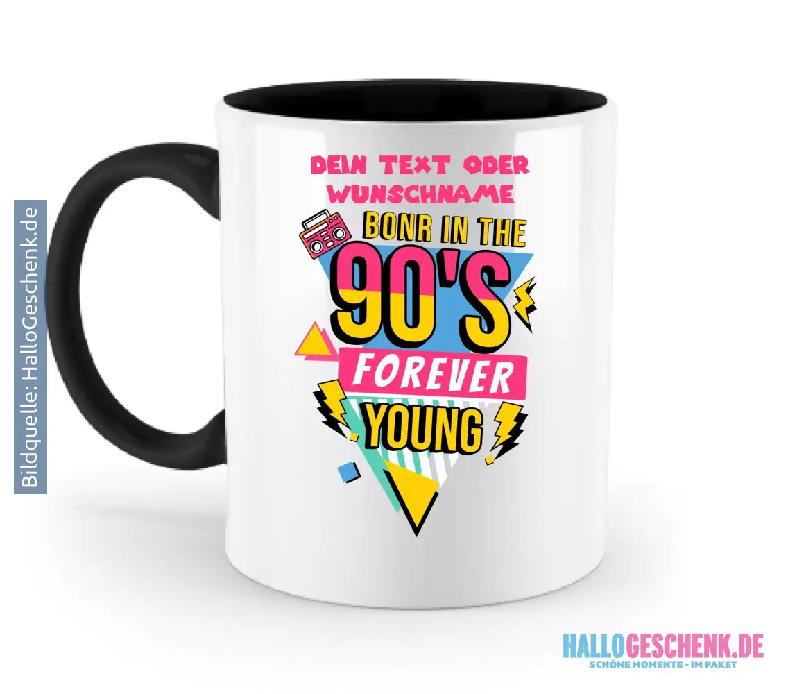 BORN IN THE 90s • zweifarbige Tasse (spülmaschinenfest) • personalisierbar - zweifarbige Tasse • spülmaschinengeeignet