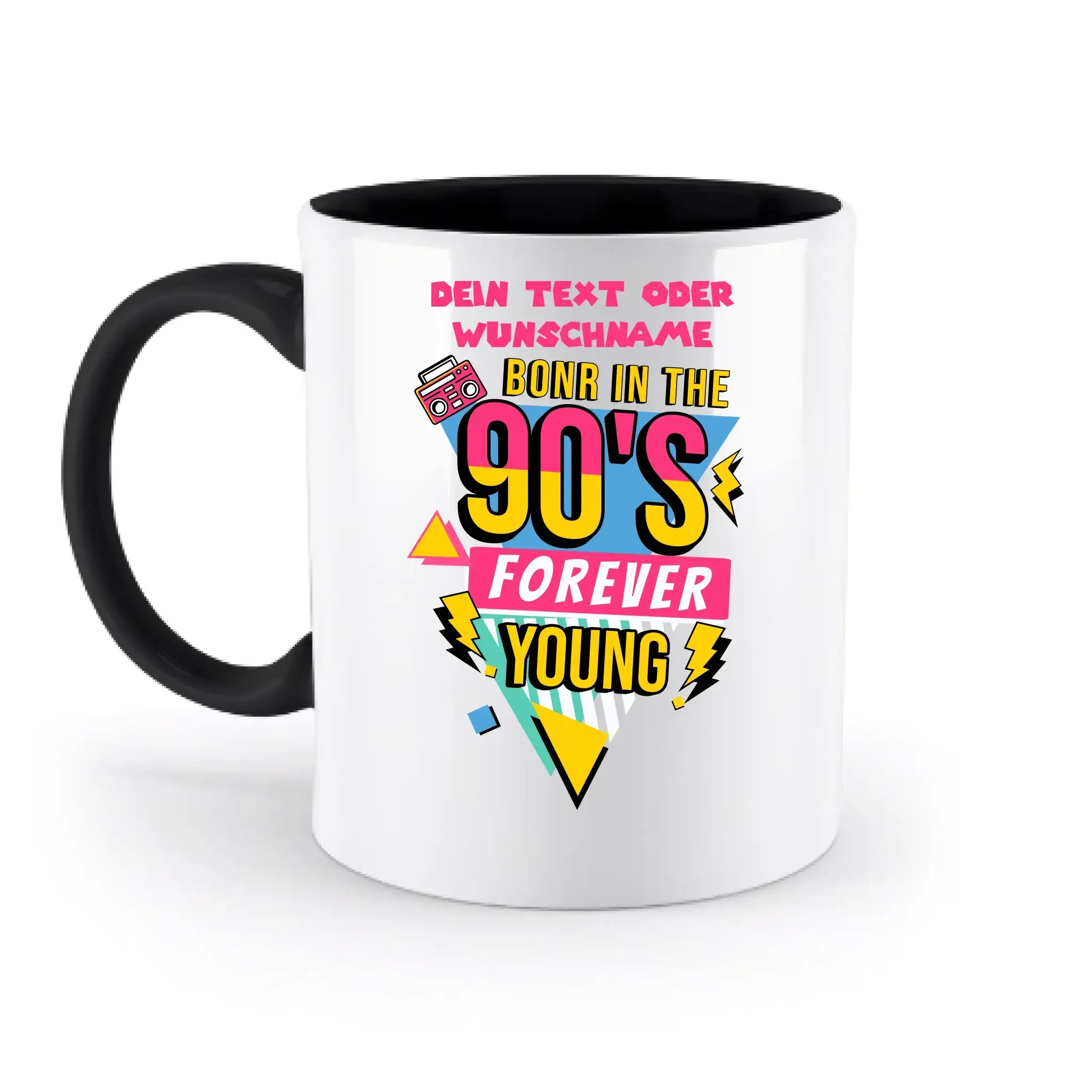 BORN IN THE 90s • zweifarbige Tasse (spülmaschinenfest) • personalisierbar - zweifarbige Tasse • spülmaschinengeeignet
