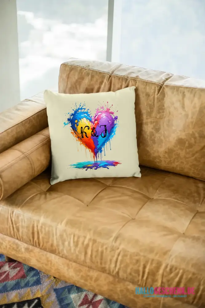 Buntes Herz Splash • Kissen 40x40 cm • Exklusivdesign • personalisiert