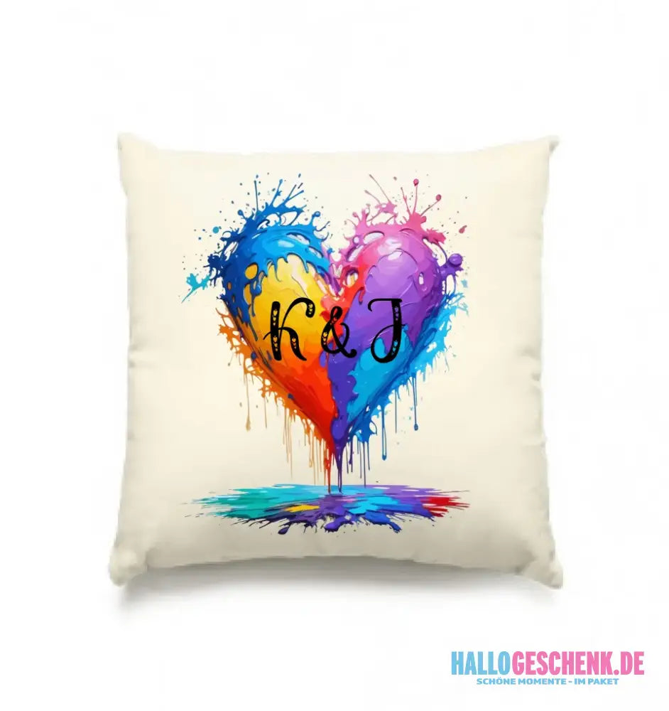 Buntes Herz Splash • Kissen 40x40 cm • Exklusivdesign • personalisiert