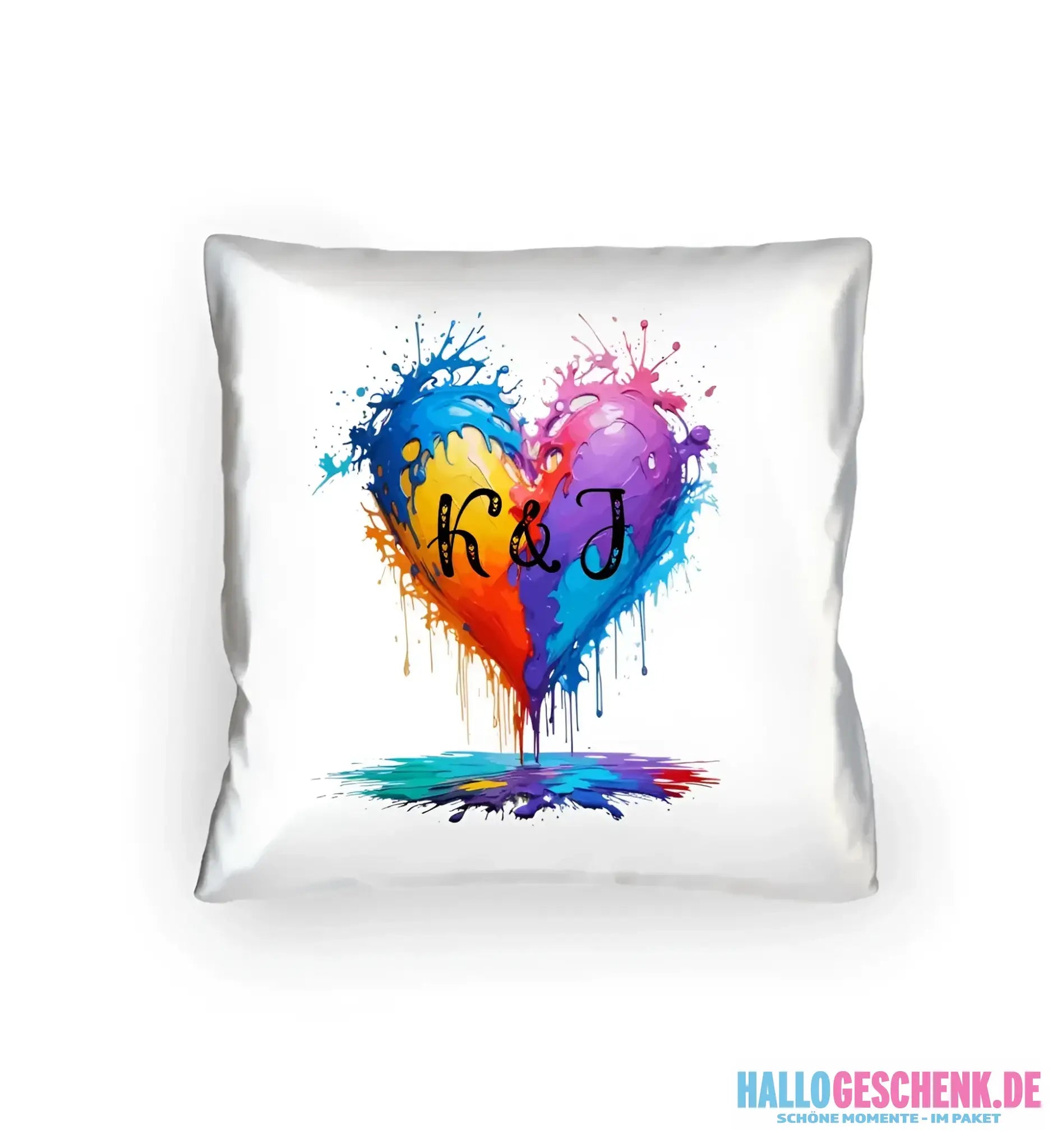 Buntes Herz Splash • Kissen 40x40 cm • Exklusivdesign • personalisiert