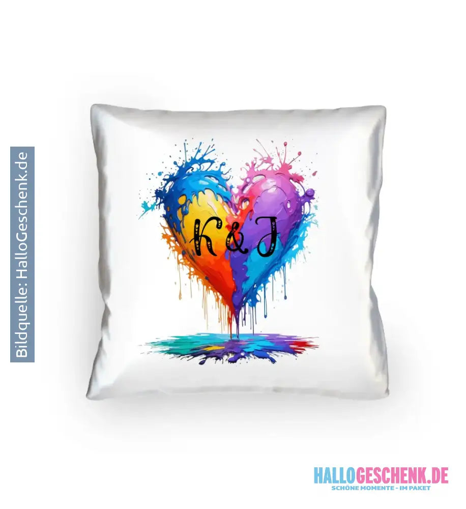 Buntes Herz Splash • Kissen 40x40 cm • Exklusivdesign • personalisiert