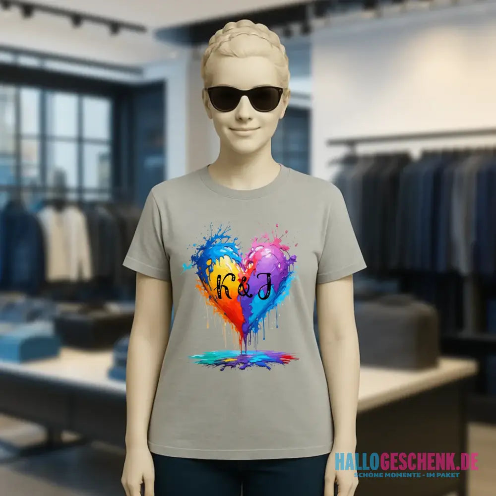 Buntes Herz Splash • Ladies Premium T-Shirt XS-2XL aus Bio-Baumwolle für Damen • Exklusivdesign • personalisiert