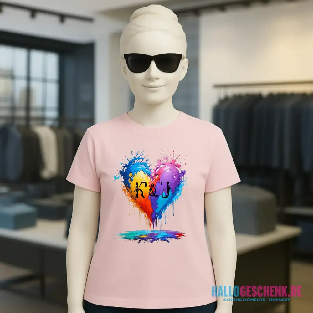 Buntes Herz Splash • Ladies Premium T-Shirt XS-2XL aus Bio-Baumwolle für Damen • Exklusivdesign • personalisiert