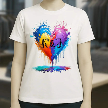 Buntes Herz Splash • Ladies Premium T-Shirt XS-2XL aus Bio-Baumwolle für Damen • Exklusivdesign • personalisiert