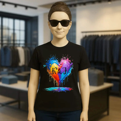 Buntes Herz Splash • Ladies Premium T-Shirt XS-2XL aus Bio-Baumwolle für Damen • Exklusivdesign • personalisiert