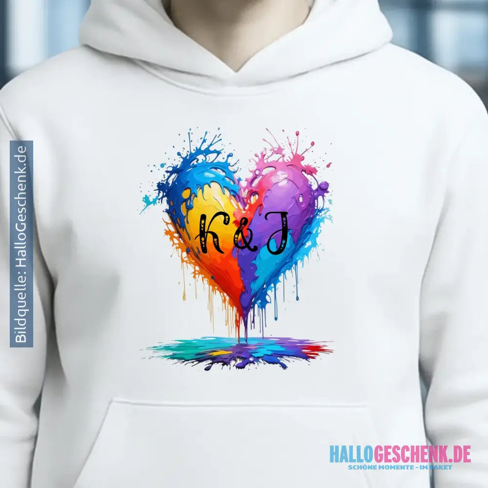 Buntes Herz Splash • Unisex Premium Hoodie XS-5XL aus Bio-Baumwolle für Damen & Herren • Exklusivdesign • personalisiert