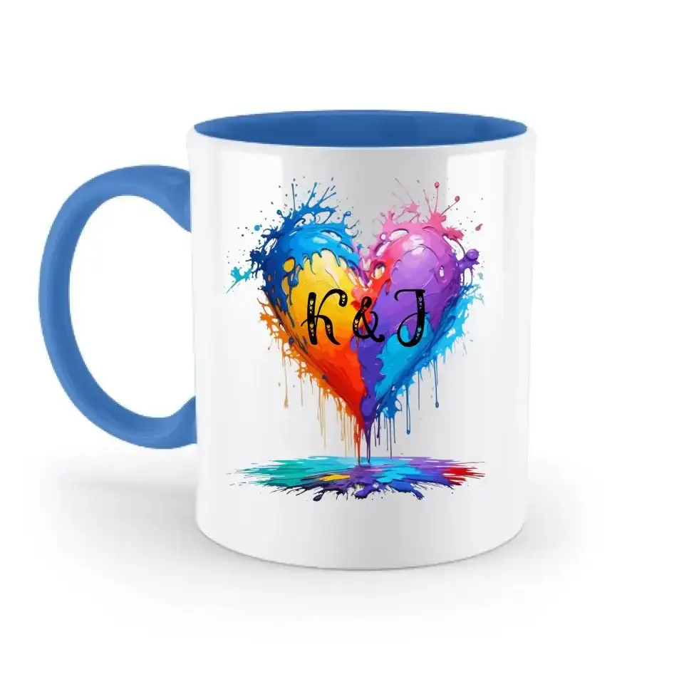 Buntes Herz Splash • zweifarbige Tasse • Exklusivdesign • personalisiert