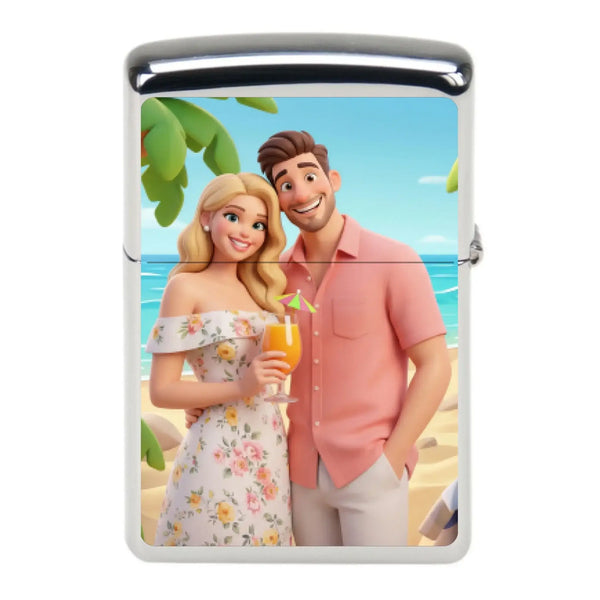 KI-Cartoon-Effekt: Zippo Feuerzeug mit deinem Foto (personalisierbare Fotogeschenke) • Original Made in USA