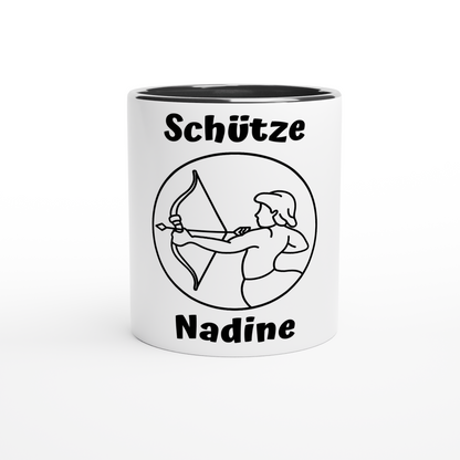 Mit 3D-Vorschau: 12 Sternzeichen mittig mit Name + personalisierten Sprüchen • zweifarbige Tasse