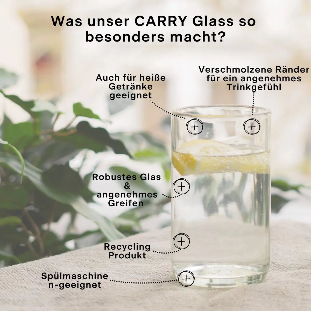 CARRY GLASS 300 ml Trinkglas 2er Set - UPCYCLING