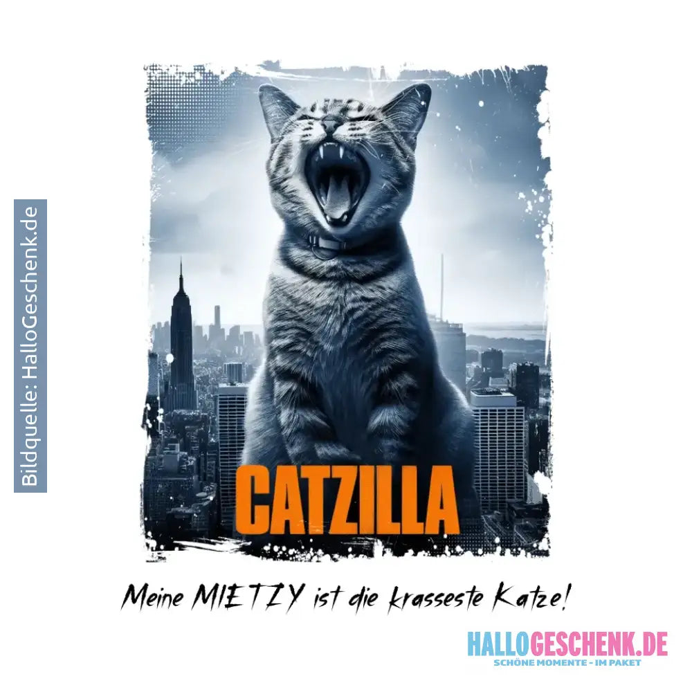 Catzilla • Katze • STICKER 20x20 cm (Aufkleber) • personalisiert - White / OneSize / ausgestanzter Sticker 20x20 cm