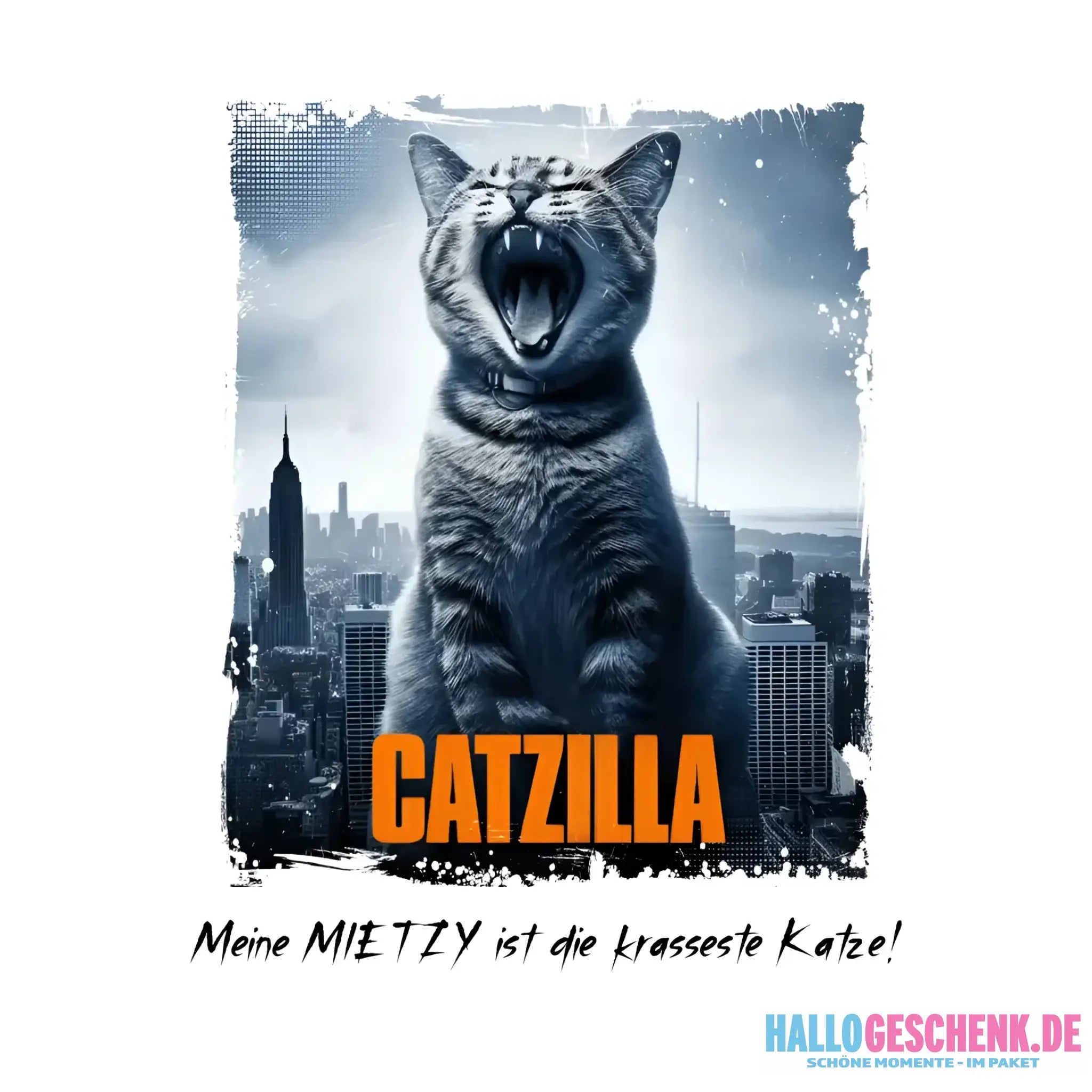 Catzilla • Katze • STICKER 20x20 cm (Aufkleber) • personalisiert - White / OneSize / ausgestanzter Sticker 20x20 cm