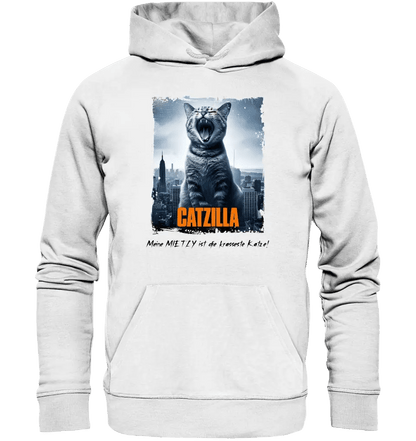 Catzilla • Katze • Unisex Premium Hoodie XS - 5XL aus Bio - Baumwolle für Damen & Herren • Exklusivdesign • personalisiert - HalloGeschenk.de