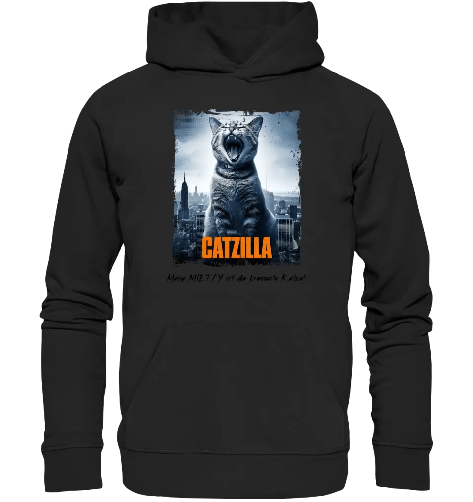 Catzilla • Katze • Unisex Premium Hoodie XS - 5XL aus Bio - Baumwolle für Damen & Herren • Exklusivdesign • personalisiert - HalloGeschenk.de