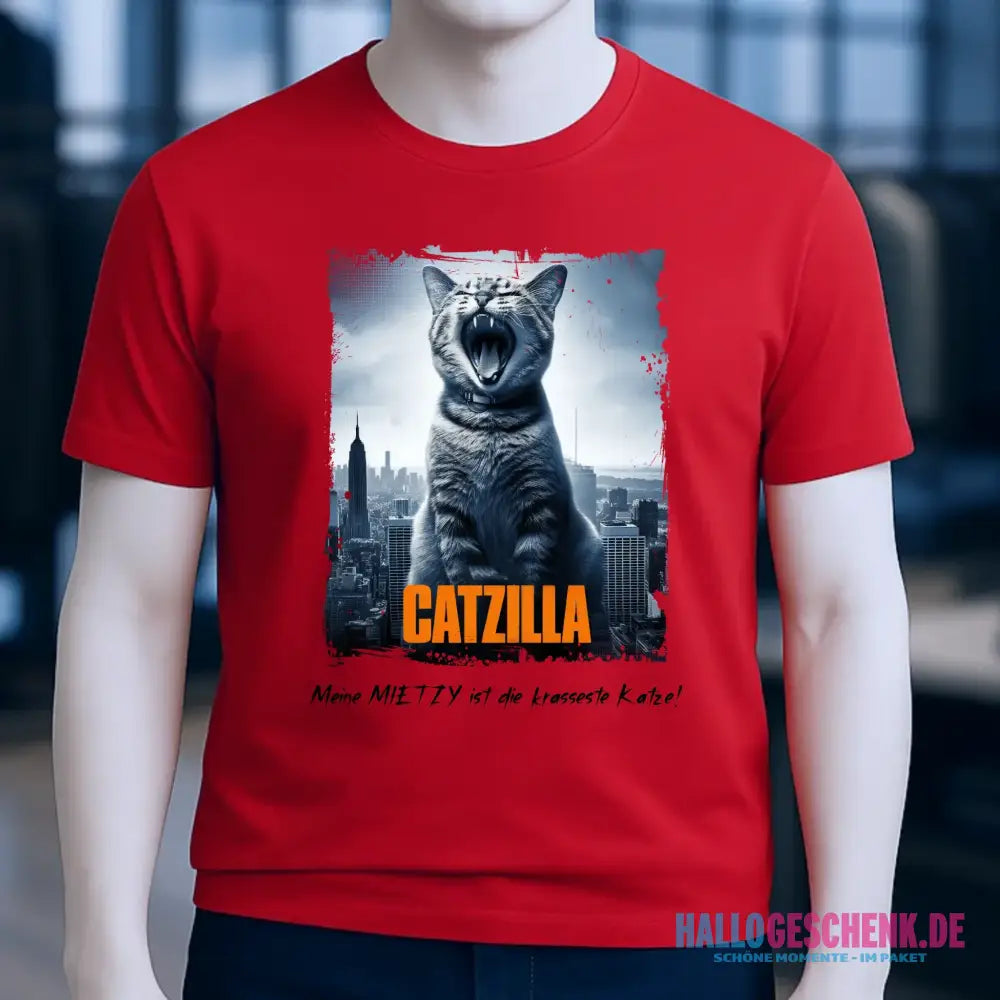Catzilla • Katze • Unisex Premium T-Shirt XS-5XL aus Bio-Baumwolle für Damen & Herren • Exklusivdesign • personalisiert