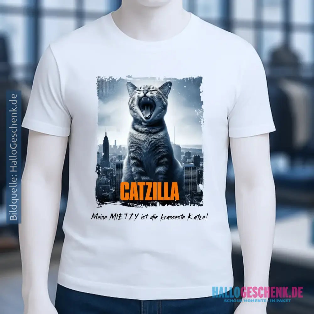 Catzilla • Katze • Unisex Premium T-Shirt XS-5XL aus Bio-Baumwolle für Damen & Herren • Exklusivdesign • personalisiert