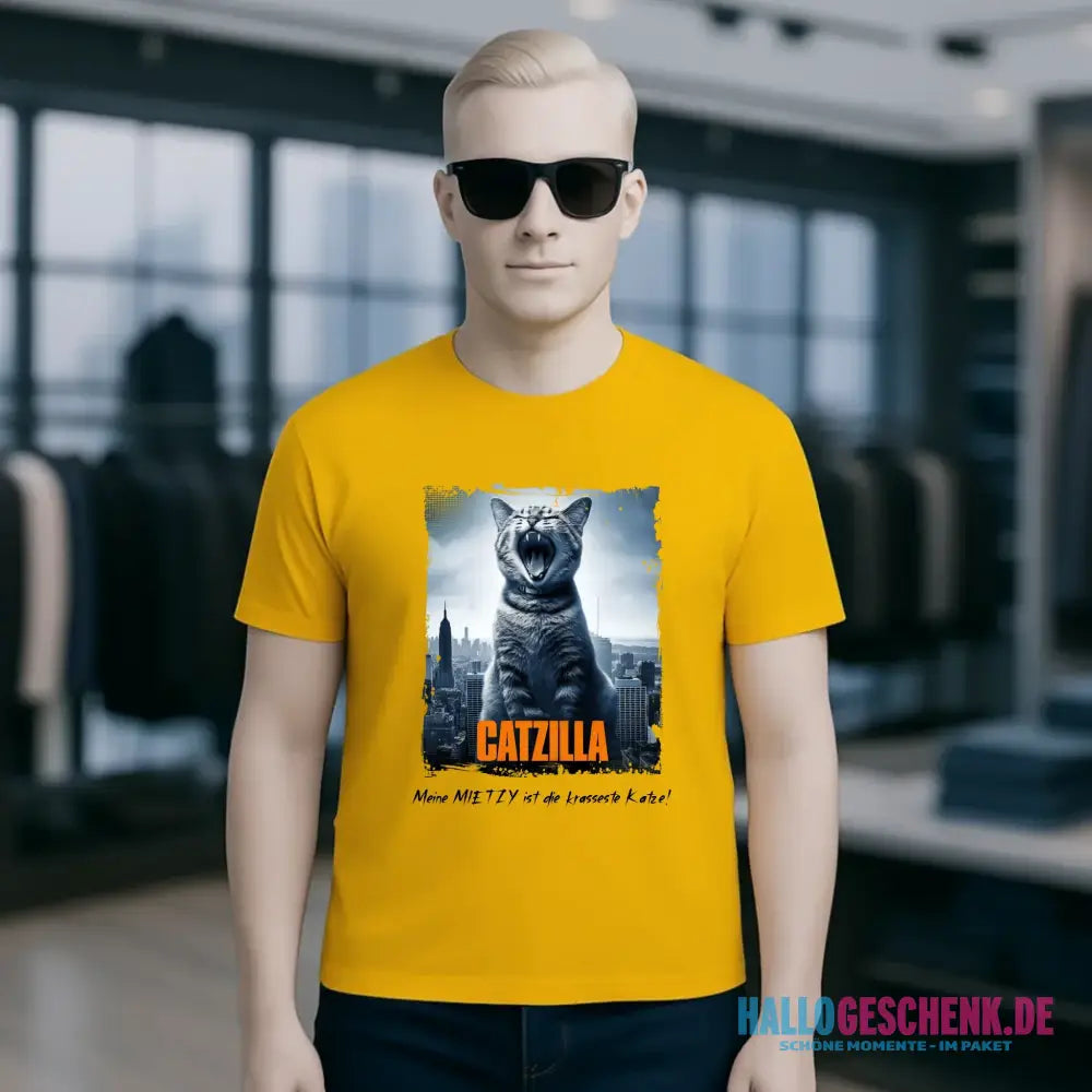 Catzilla • Katze • Unisex Premium T-Shirt XS-5XL aus Bio-Baumwolle für Damen & Herren • Exklusivdesign • personalisiert