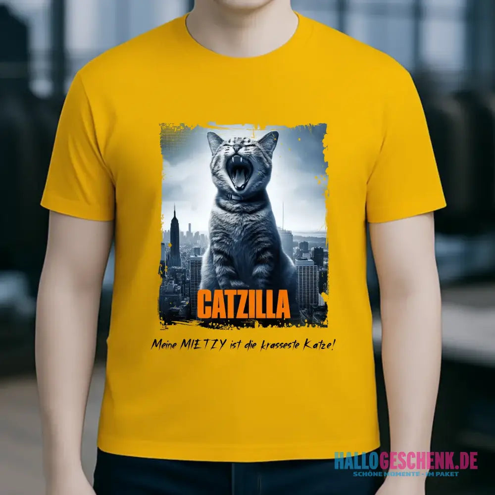 Catzilla • Katze • Unisex Premium T-Shirt XS-5XL aus Bio-Baumwolle für Damen & Herren • Exklusivdesign • personalisiert