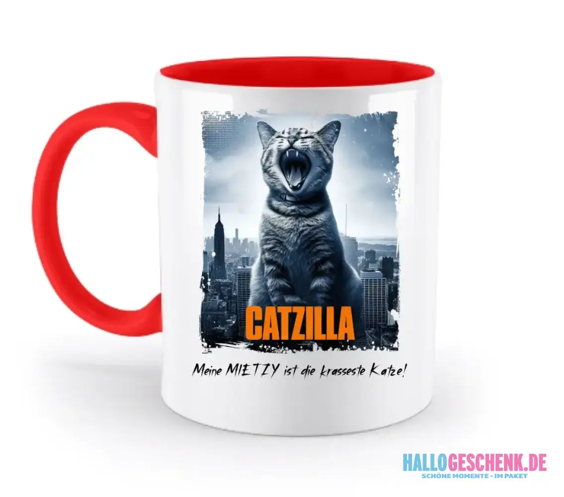 Catzilla • Katze • zweifarbige Tasse • Exklusivdesign • personalisiert