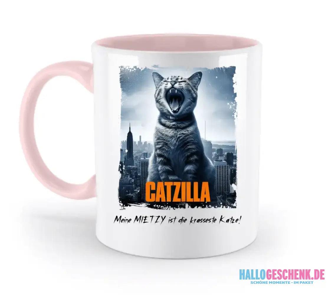 Catzilla • Katze • zweifarbige Tasse • Exklusivdesign • personalisiert