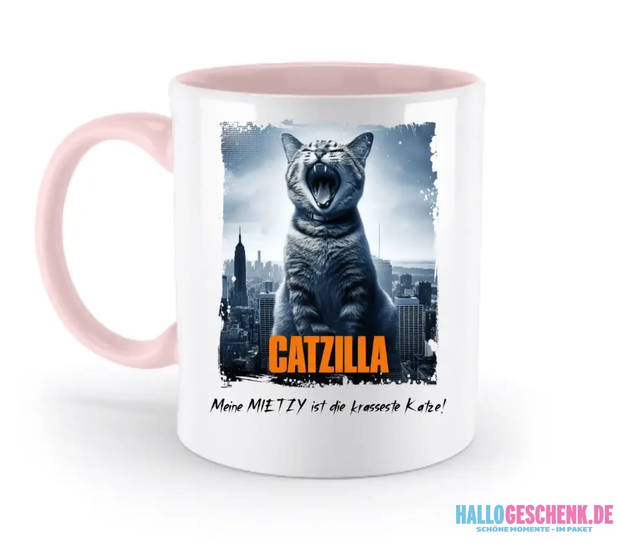 Catzilla • Katze • zweifarbige Tasse • Exklusivdesign • personalisiert