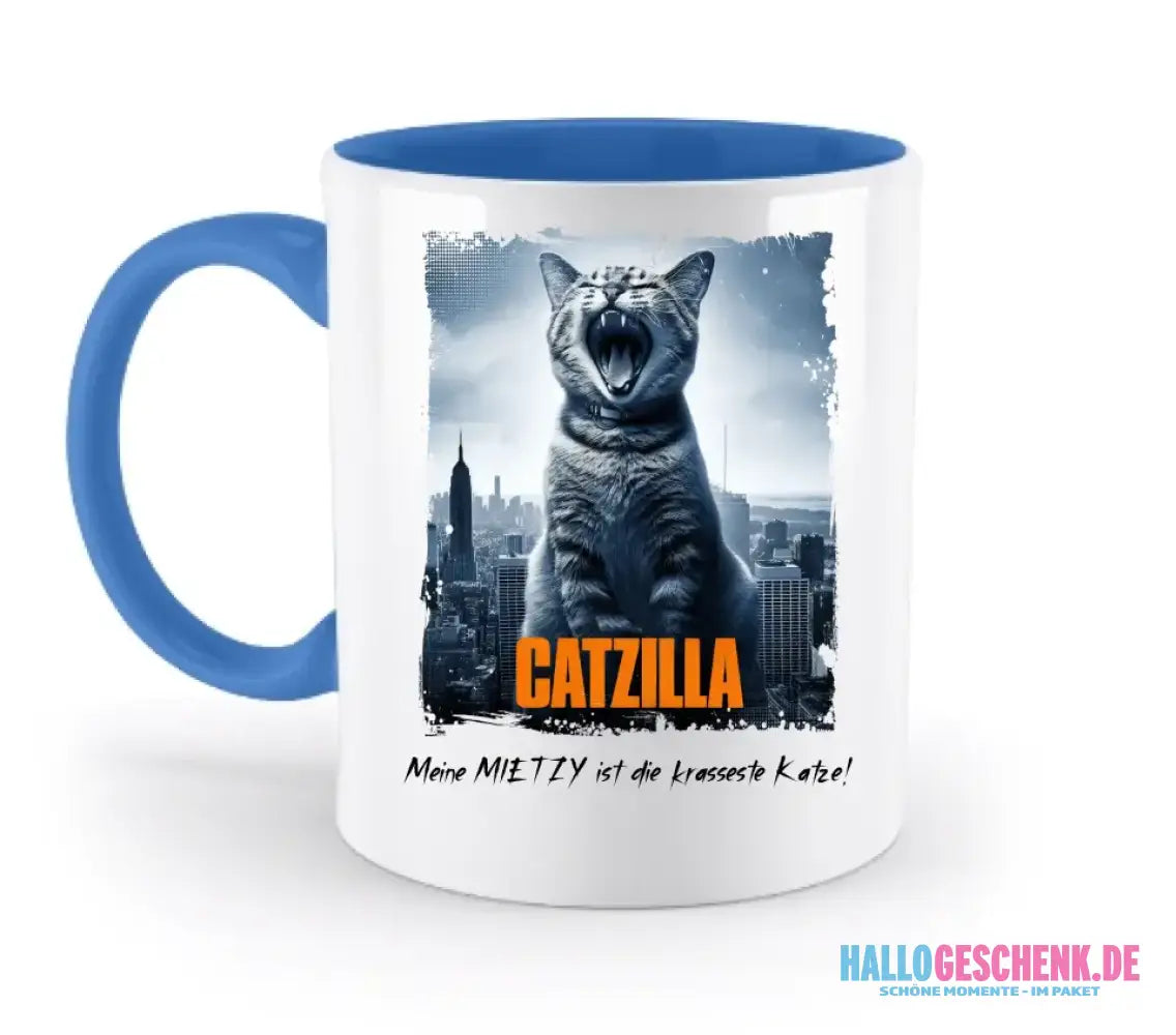 Catzilla • Katze • zweifarbige Tasse • Exklusivdesign • personalisiert
