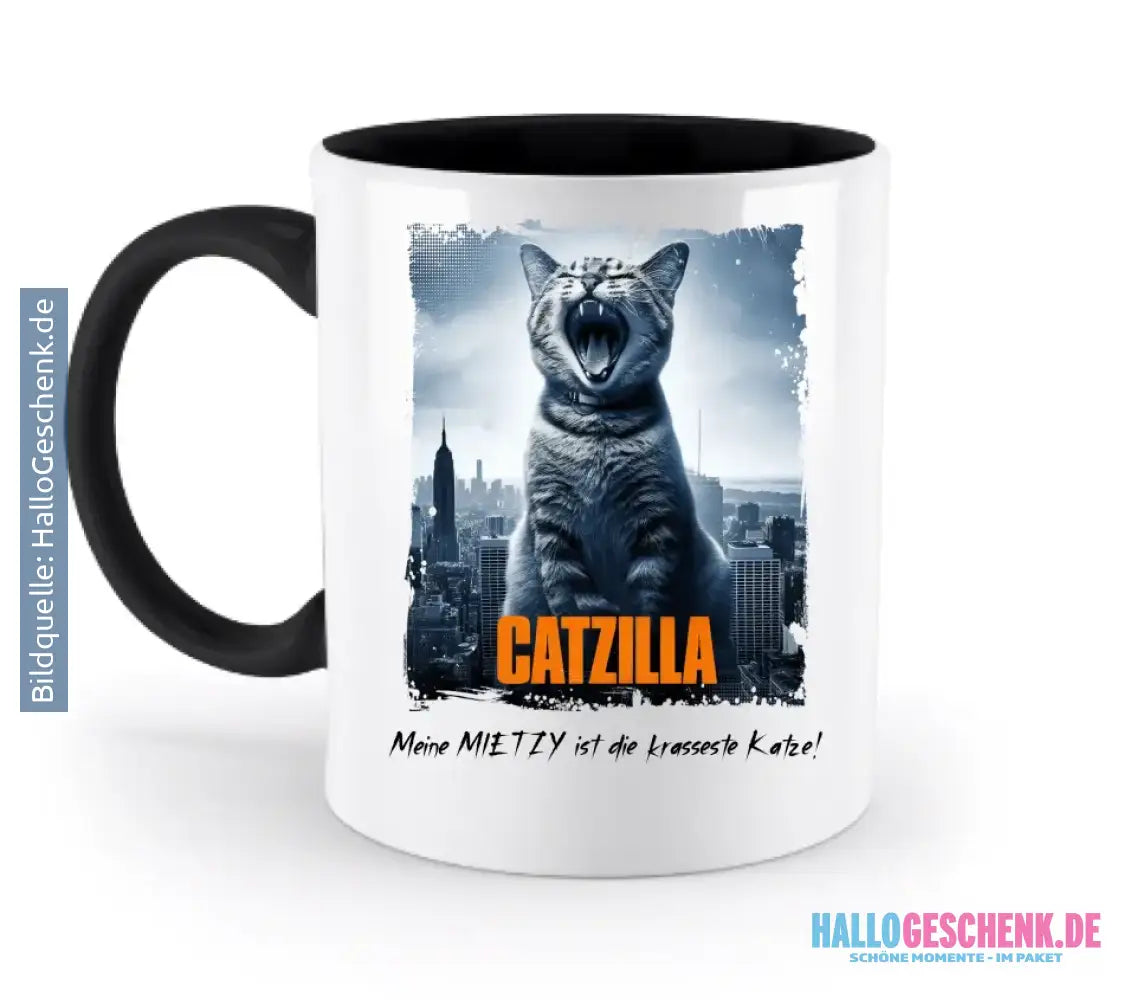 Catzilla • Katze • zweifarbige Tasse • Exklusivdesign • personalisiert