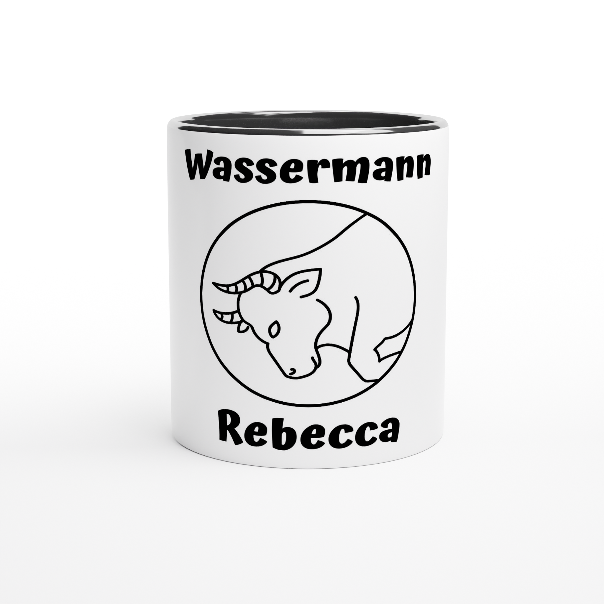 Mit 3D-Vorschau: 12 Sternzeichen mittig mit Name + personalisierten Sprüchen • zweifarbige Tasse