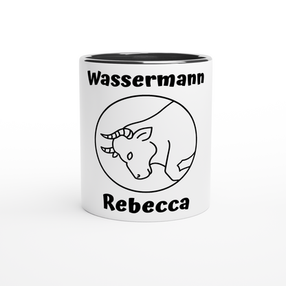 Mit 3D-Vorschau: 12 Sternzeichen mittig mit Name + personalisierten Sprüchen • zweifarbige Tasse