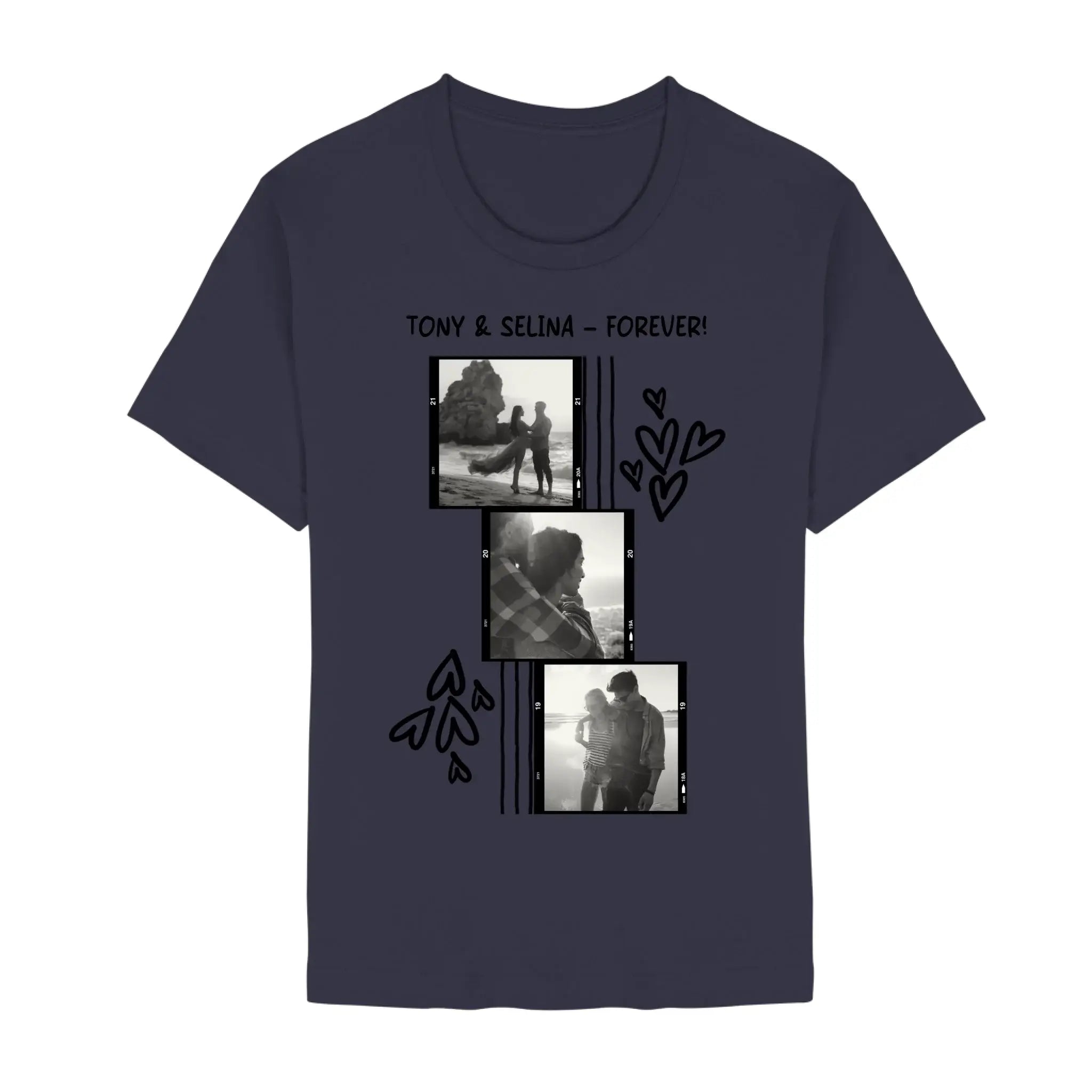 Create Your Own Photo Design 1 • 4er Foto-Collage – Personalized Unisex T-Shirt | Bella + Canvas 3001 - Staple | Navy