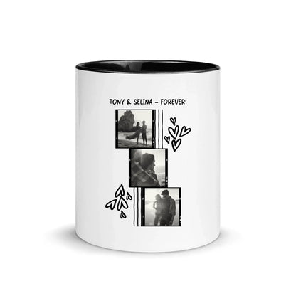 Create Your Own Photo Design 1 • 4er Foto-Collage – Personalized Color Accent Mug 11 oz - White Ceramic with Inside