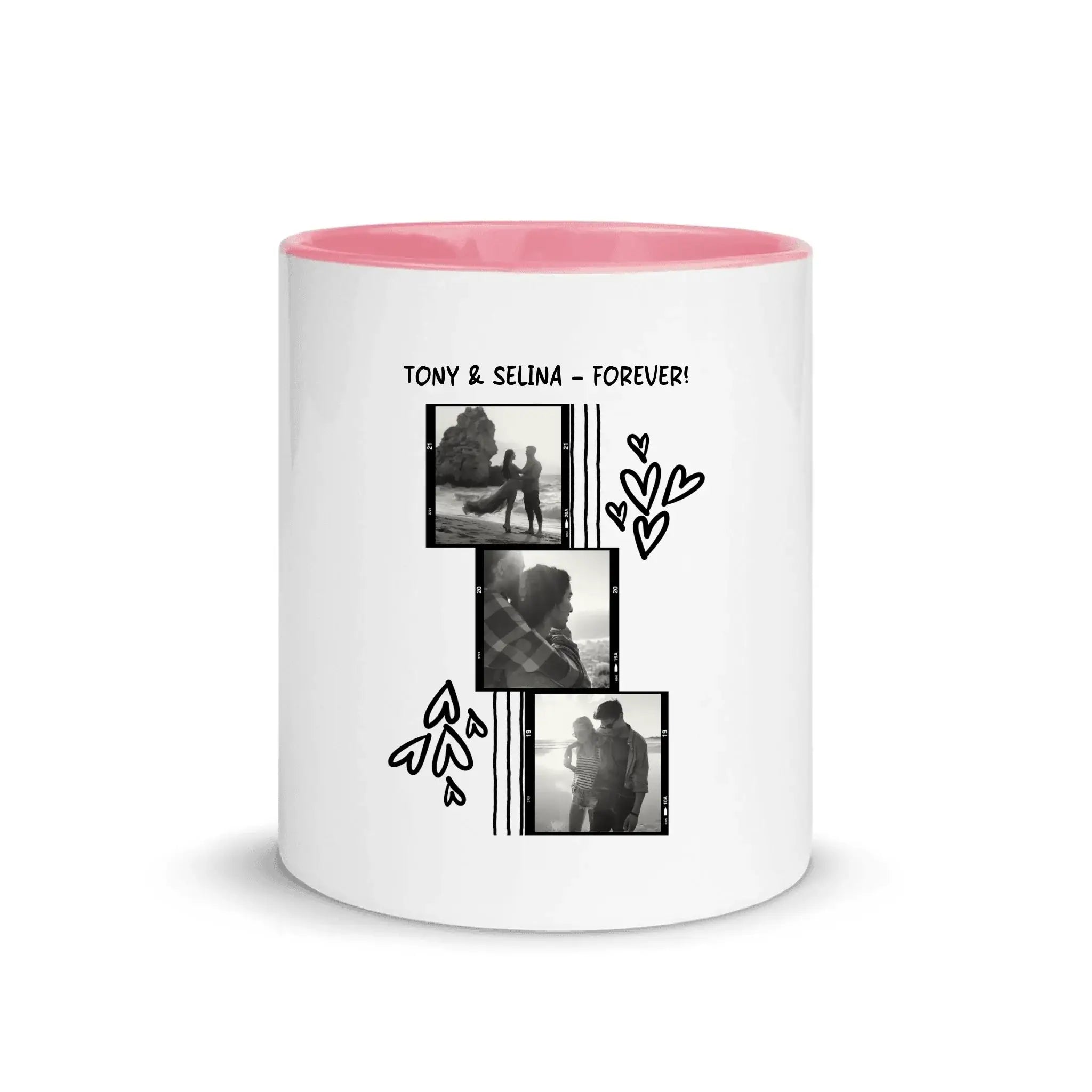 Create Your Own Photo Design 1 • 4er Foto-Collage – Personalized Color Accent Mug 11 oz - White Ceramic with Inside
