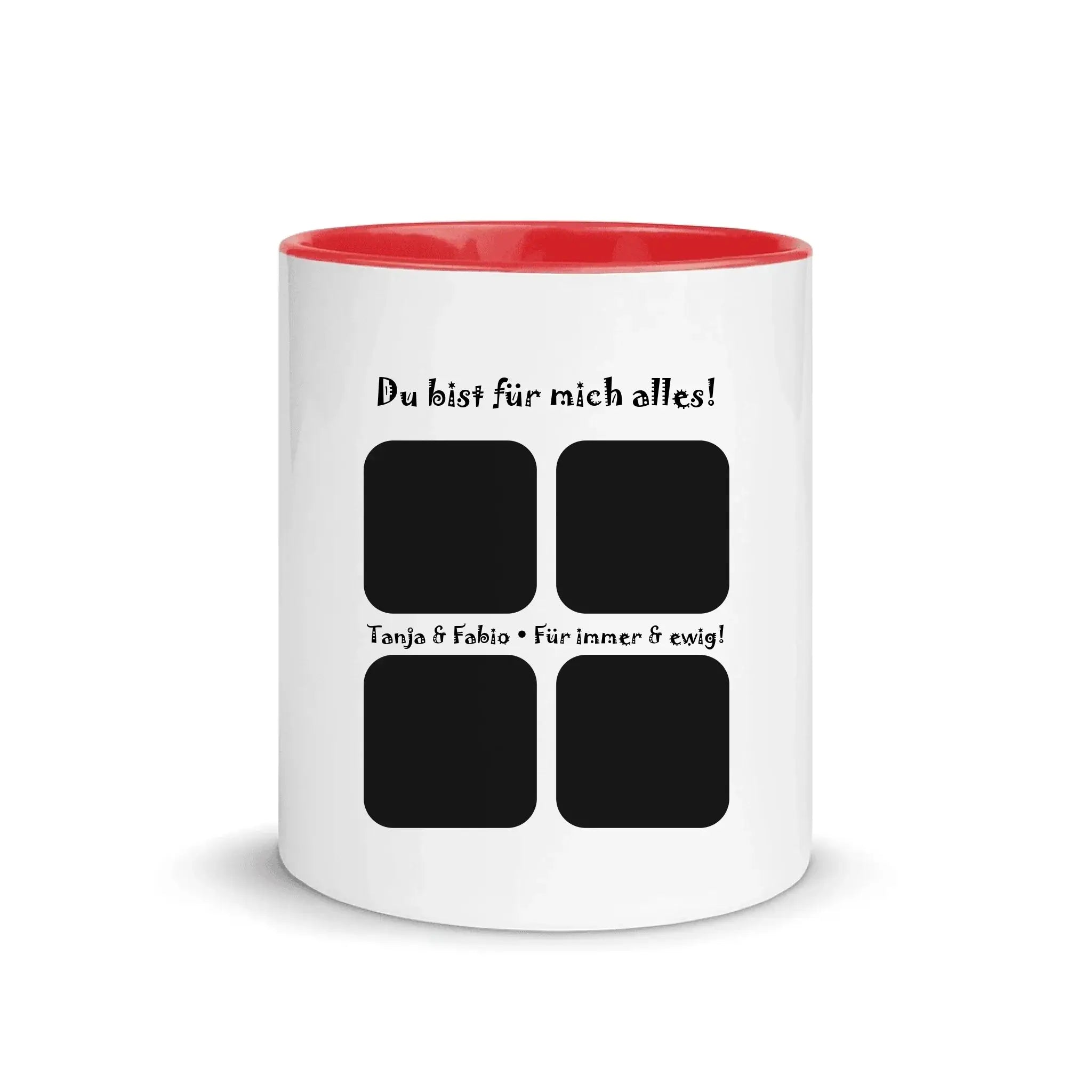 Create Your Own Photo Design 4 • Collage – Personalized Color Accent Mug 11 oz - White Ceramic with Inside / Red