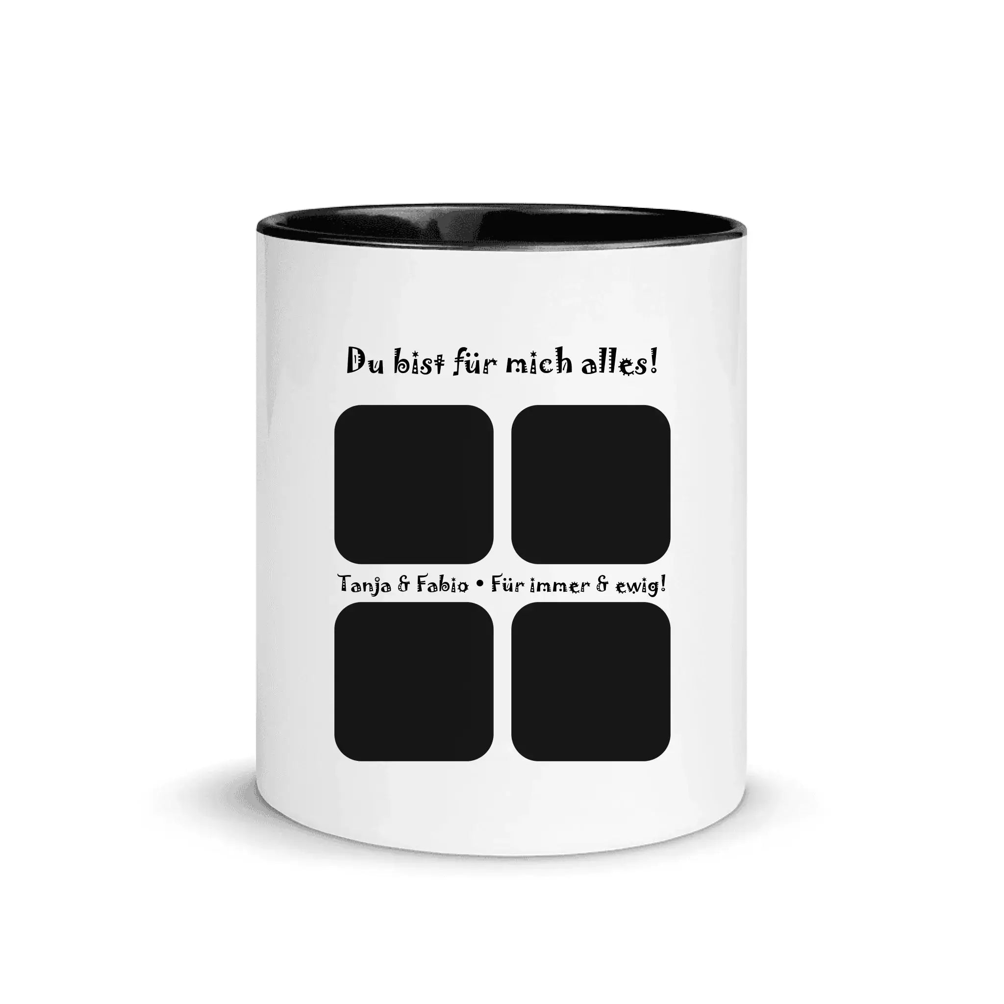 Create Your Own Photo Design 4 • Collage – Personalized Color Accent Mug 11 oz - White Ceramic with Inside / Black