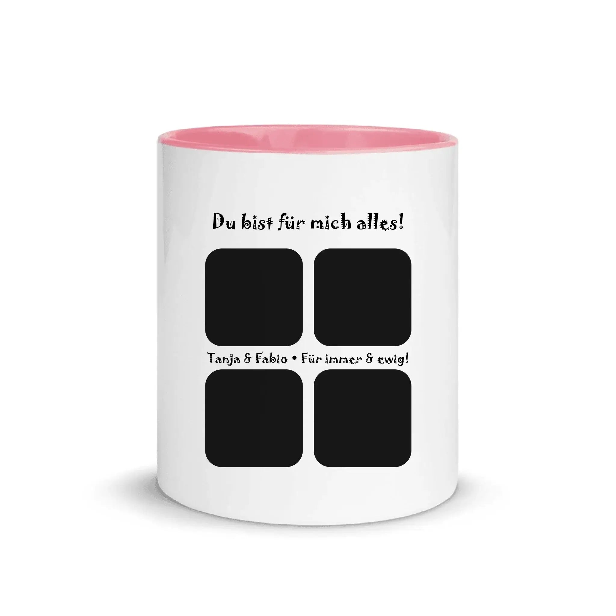Create Your Own Photo Design 4 • Collage – Personalized Color Accent Mug 11 oz - White Ceramic with Inside / Pink