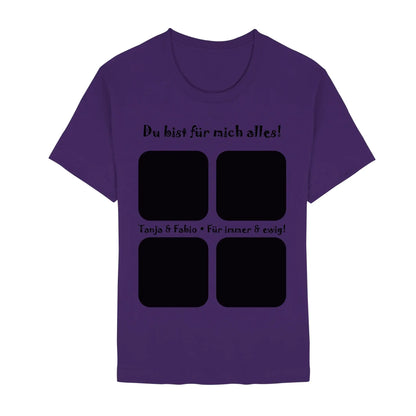 Create Your Own Photo Design 4 • Collage – Personalized Unisex T-Shirt | Bella + Canvas 3001 - Staple | Team Purple