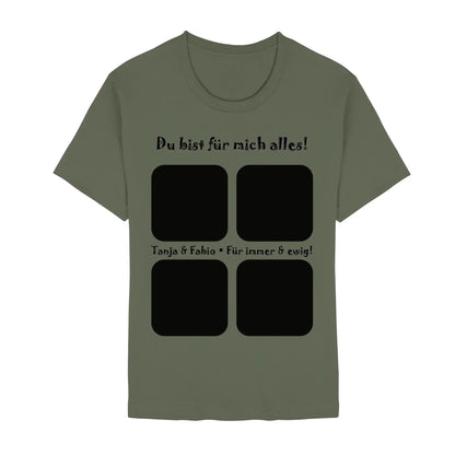 Create Your Own Photo Design 4 • Collage – Personalized Unisex T-Shirt | Bella + Canvas 3001 - Staple | Military Green