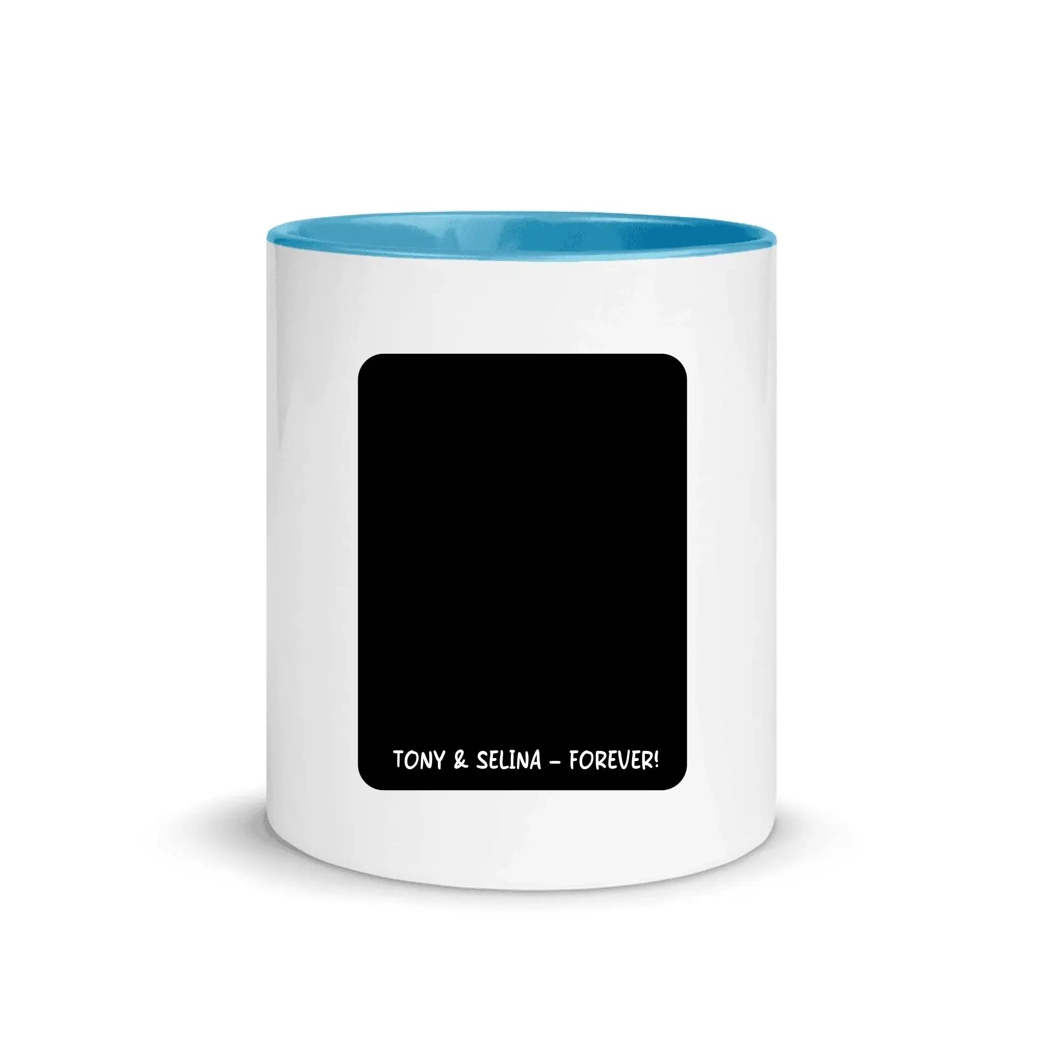 Create Your Own Photo Design 7 – Personalized Color Accent Mug 11 oz - White Ceramic with Inside / Blue / personalized
