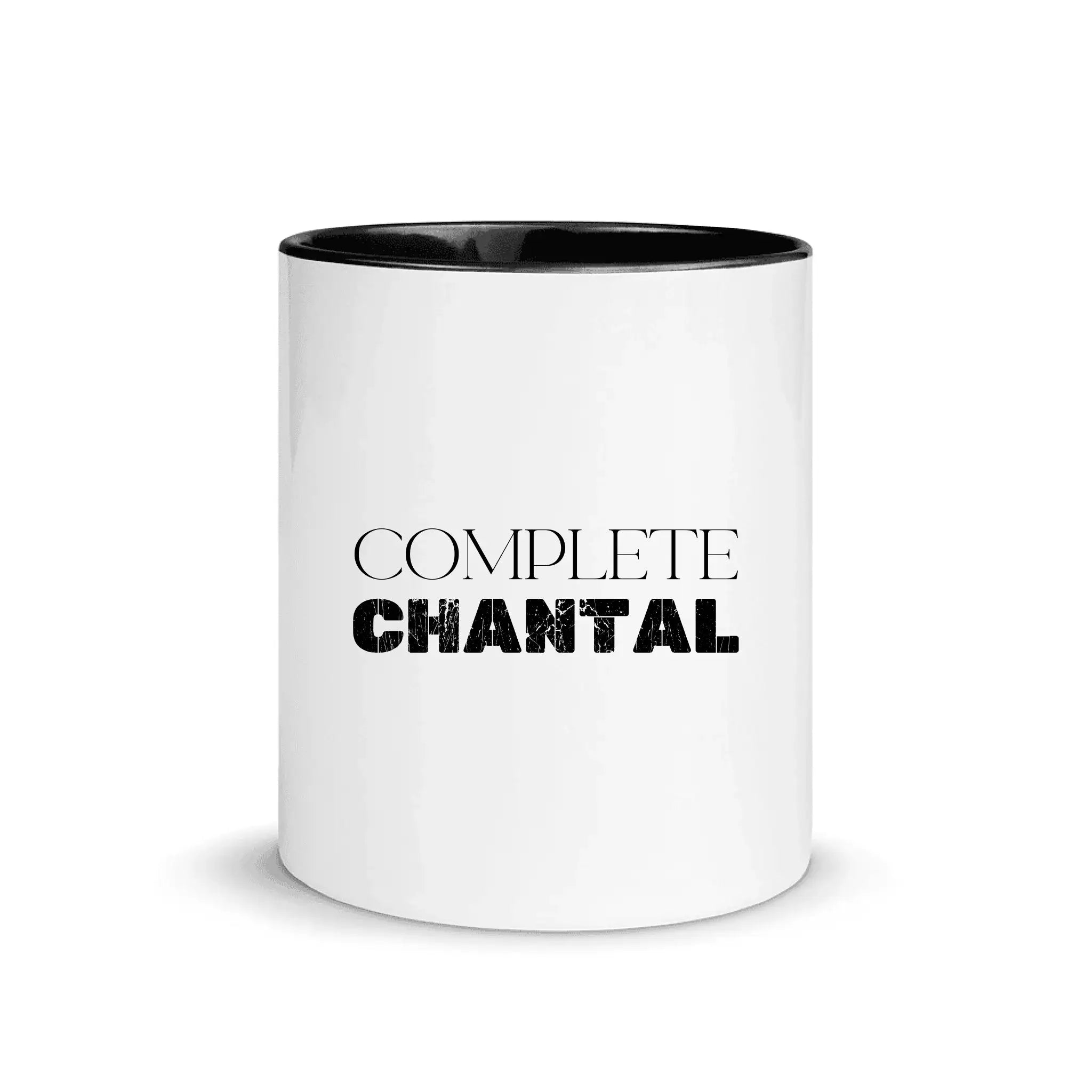 Custom Statement Text • 11 Styles • Personalized Color Accent Mug – oz - White Ceramic with Inside / Black