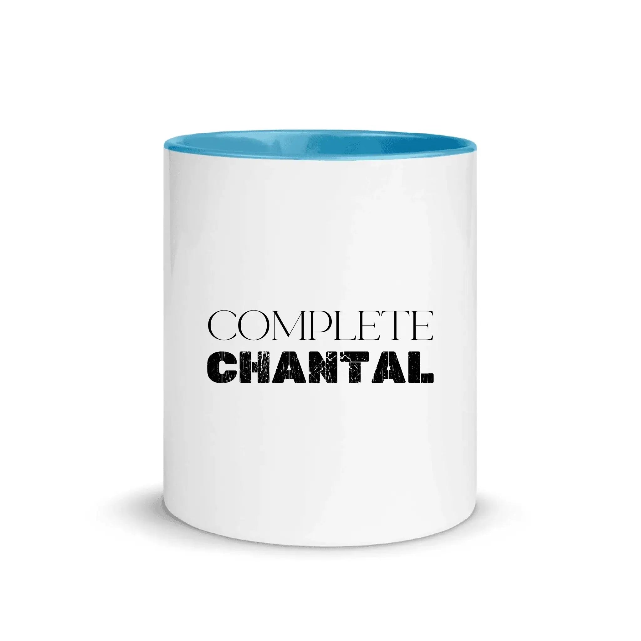 Custom Statement Text • 11 Styles • Personalized Color Accent Mug – oz - White Ceramic with Inside / Blue