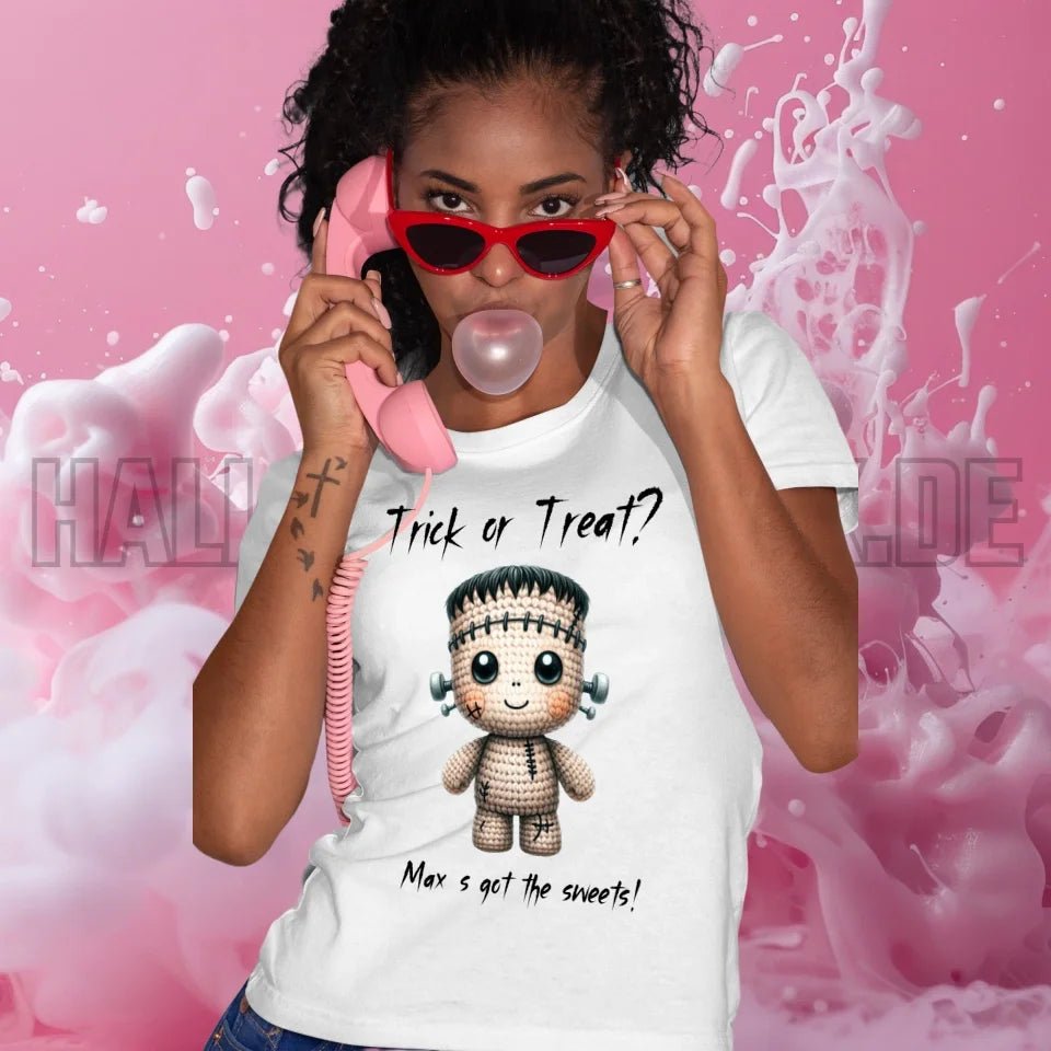 Cute Halloween • Wähle aus 20 Designs + Text • Ladies Premium T-Shirt XS - 2XL aus Bio - Baumwolle für Damen • Exklusivdesign • personalisiert von HalloGeschenk.de