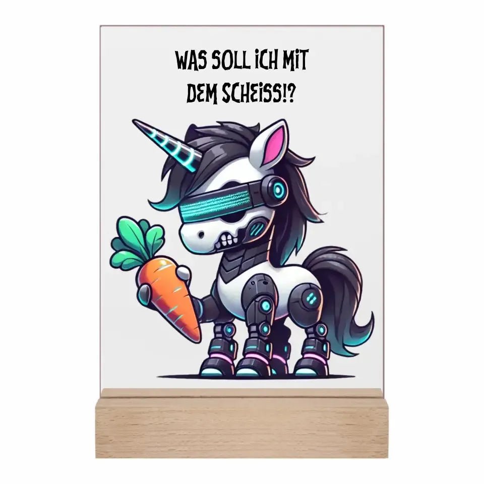 CYBER EINHORN + Text • Halloween • Acrylaufsteller 15x20 cm mit oder ohne Gravur • personalisiert von HalloGeschenk.de