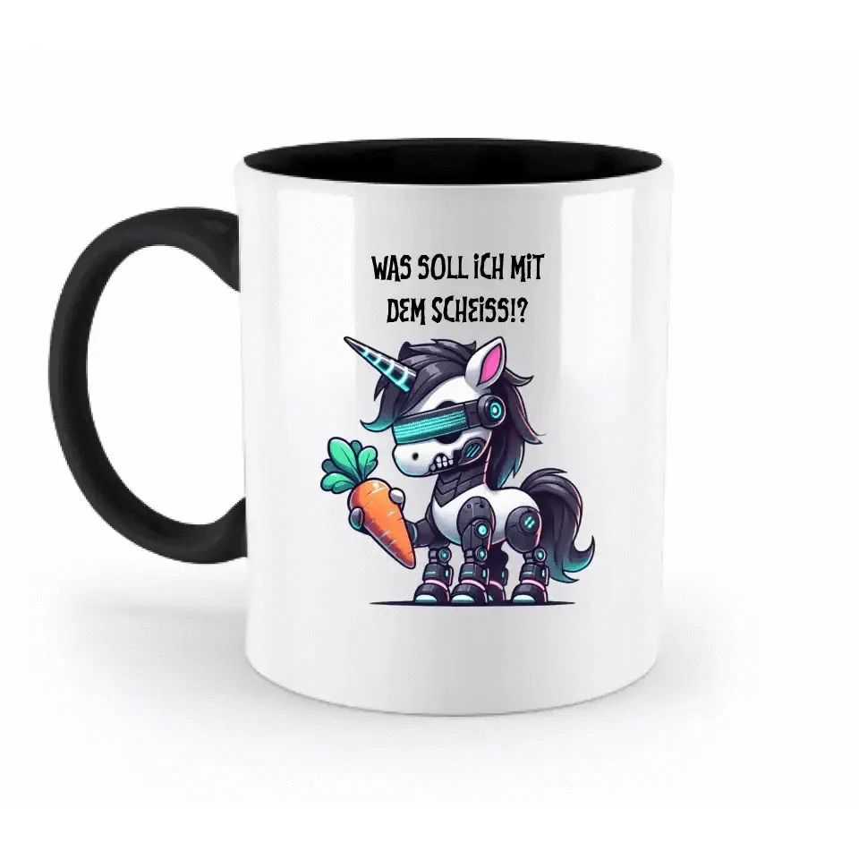 CYBER EINHORN + Text • Halloween • zweifarbige Tasse • Exklusivdesign • personalisiert