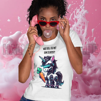 CYBER EINHORN + Text • Ladies Premium T-Shirt XS - 2XL aus Bio - Baumwolle für Damen • Exklusivdesign • personalisiert von HalloGeschenk.de