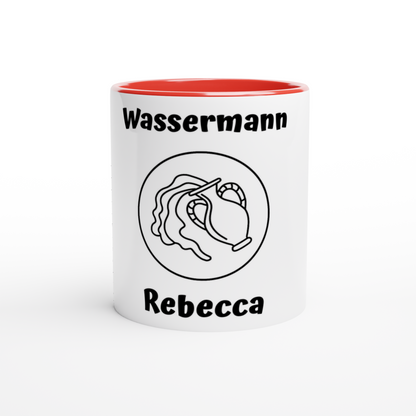 Mit 3D-Vorschau: 12 Sternzeichen mittig mit Name + personalisierten Sprüchen • zweifarbige Tasse