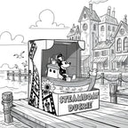 Mickey mouse figurine with steamboat duckie in a filmstrip collectible box official product von celebriducks