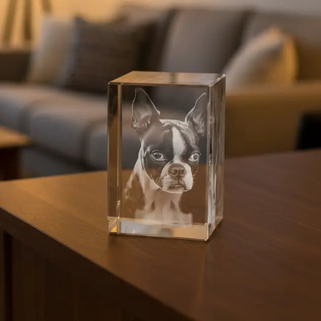 Dein 3D-Foto im Glasblock mit/ohne LED • 90x60x60 mm (Hochkantformat) • Lasergravur (personalisierbare Fotogeschenke)